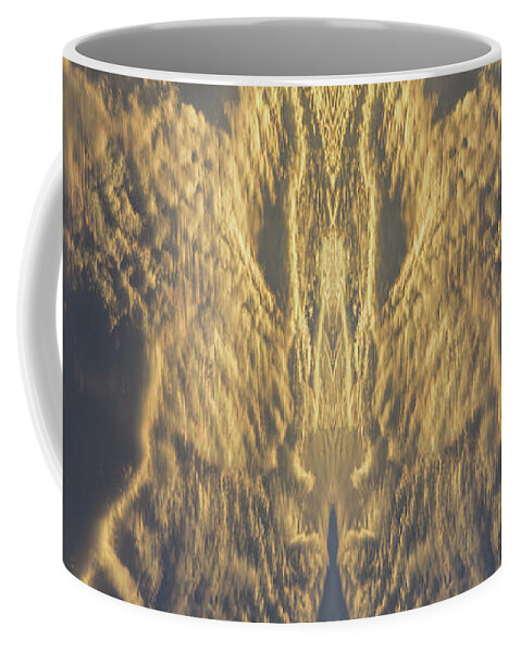 Clouds Coffee Mug featuring the digital art Golden clouds in the sunset sky 3 by Adriana Mueller
