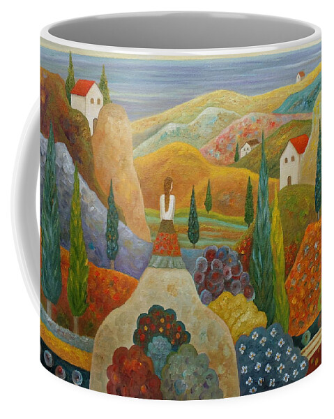 Cypress Coffee Mug featuring the painting Back To Real by Angeles M Pomata