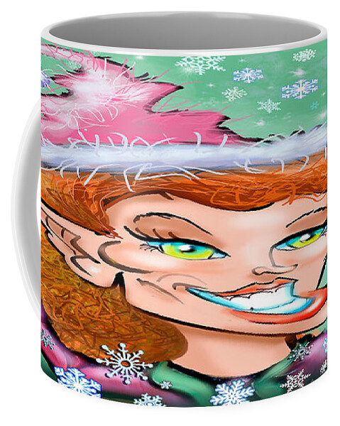 Christmas Coffee Mug featuring the digital art Christmas Elf by Kevin Middleton