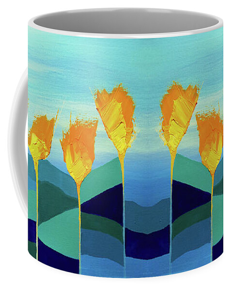 Flower Coffee Mug featuring the mixed media Sassy Garden by Linda Bailey