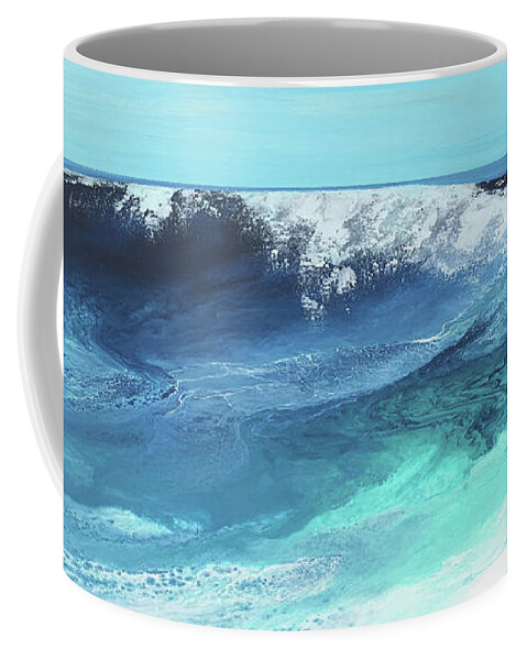 Breaking Coffee Mug featuring the mixed media Breaking Wave by Linda Bailey