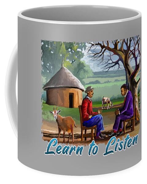 Photography Coffee Mug featuring the painting Learn to Listen by Anthony Mwangi