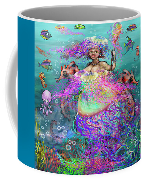 Mermaid Coffee Mug featuring the digital art Mermaid Jellyfish Dress by Kevin Middleton