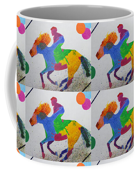 Horse Coffee Mug featuring the painting Colorful Horse and Rider Pop Y2K by Ali Baucom