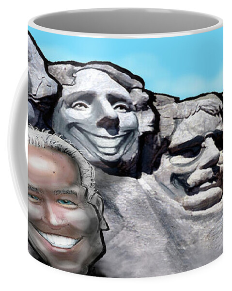 Mount Rushmore Coffee Mug featuring the digital art Mount Rushmore w Biden by Kevin Middleton