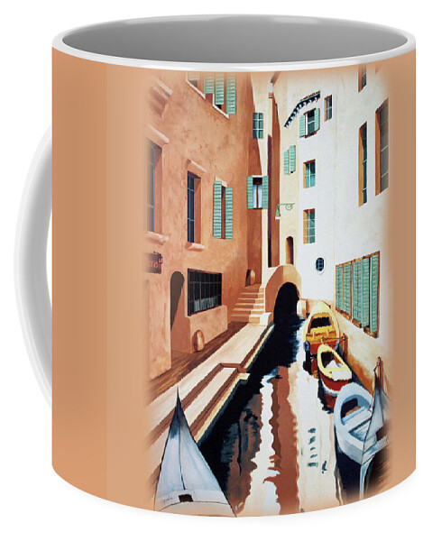 Italy Coffee Mug featuring the painting THE STREETS OF VENICE - prints of Oil Painting by Mary Grden