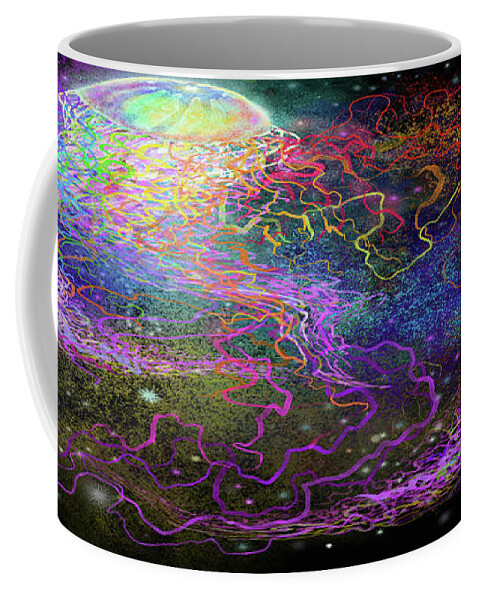 Cosmic Coffee Mug featuring the digital art Cosmic Celebration by Kevin Middleton