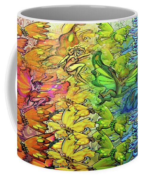 Butterfly Coffee Mug featuring the digital art Butterflies Faeries Rainbow by Kevin Middleton