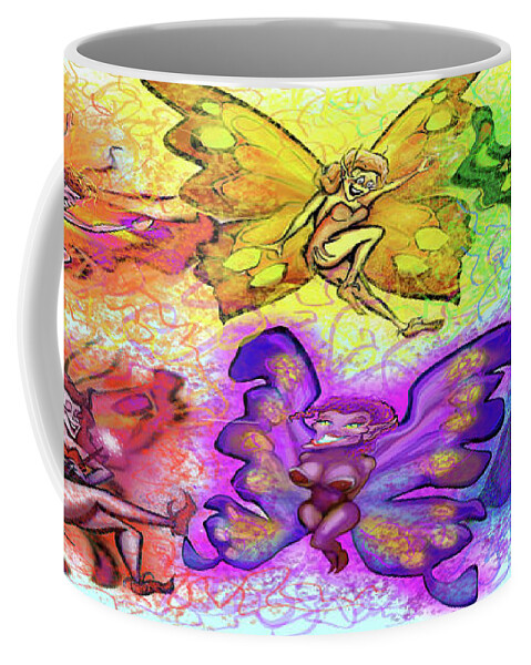 Pixie Coffee Mug featuring the digital art Pixie Party by Kevin Middleton