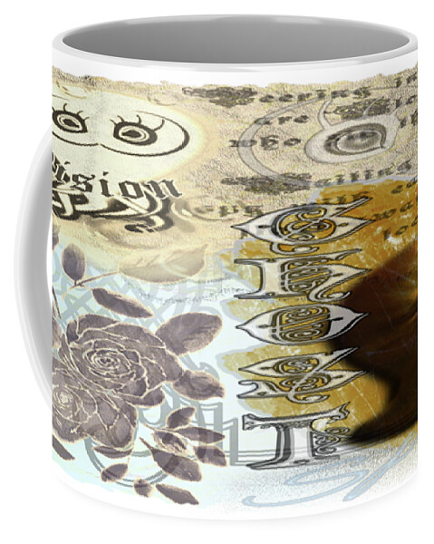 Ghost Coffee Mug featuring the digital art Ghostly Impression Collage Poem Photo Typography Digital Art by Delynn Addams