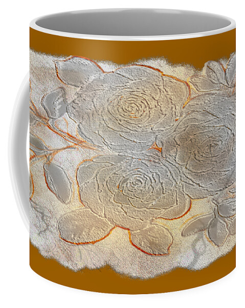 Rose Coffee Mug featuring the digital art Rose Stone Fossil Faux by Delynn Addams