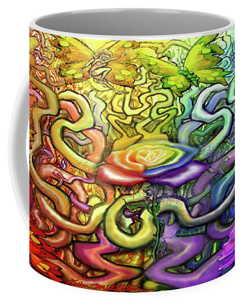 Rainbow Coffee Mug featuring the digital art Interwoven Rainbow Magic by Kevin Middleton