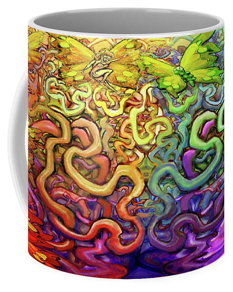 Twisted Coffee Mug featuring the digital art Twisted Rainbow Magic by Kevin Middleton