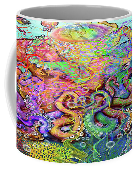 Octopus Coffee Mug featuring the digital art Twisted Tango of Tentacles by Kevin Middleton