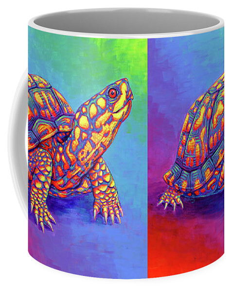 Box Turtle Coffee Mug featuring the painting Rainbow Eastern Box Turtle by Rebecca Wang
