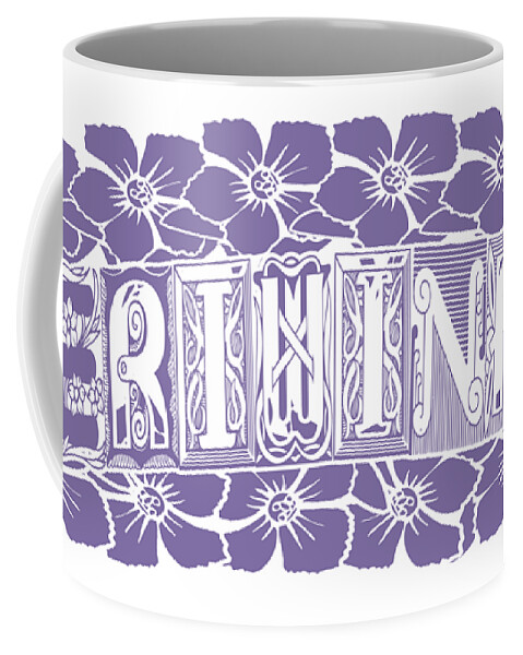 Periwinkle Coffee Mug featuring the digital art Periwinkle Blue Floral Trend by Delynn Addams
