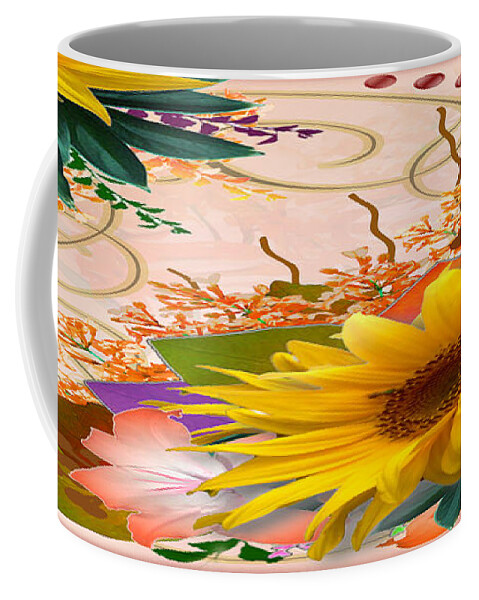 Autumn Coffee Mug featuring the digital art Floral Autumn Seasonal Card of November Colors by Delynn Addams