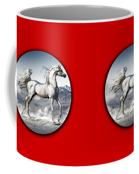 Horses Coffee Mug featuring the digital art Arabian Horse Overlook - Silver by Stacey Mayer
