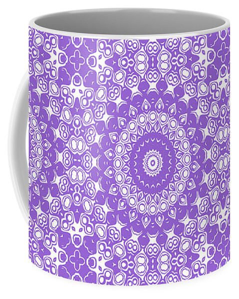 Amethyst Coffee Mug featuring the digital art Amethyst Mandala Kaleidoscope Medallion Flower by Mercury McCutcheon