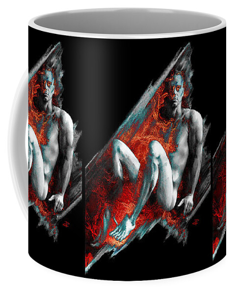 Figurative Coffee Mug featuring the drawing Bradley with Mood Texture by Paul Davenport