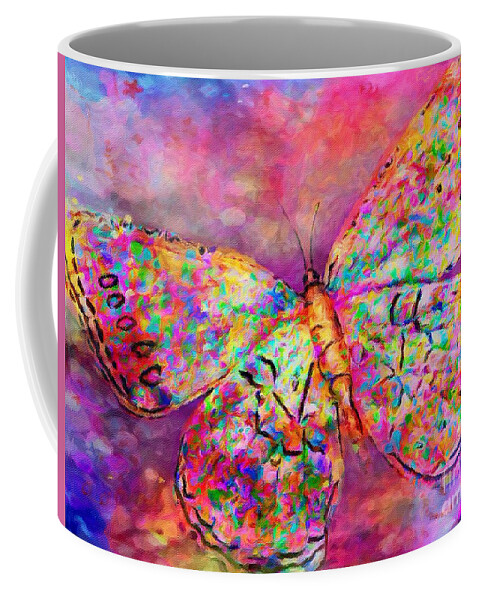 Ascending Butterfly Coffee Mug featuring the digital art Ascending Butterfly by Laurie's Intuitive
