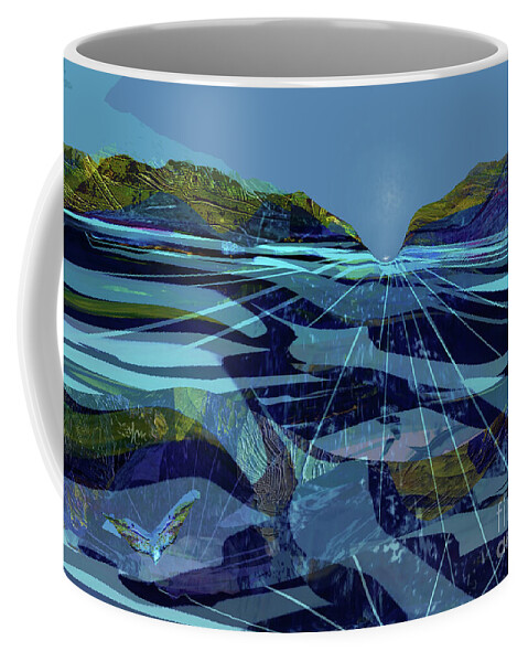 Asheville Coffee Mug featuring the mixed media Asheville- The River Runs North by Zsanan Studio