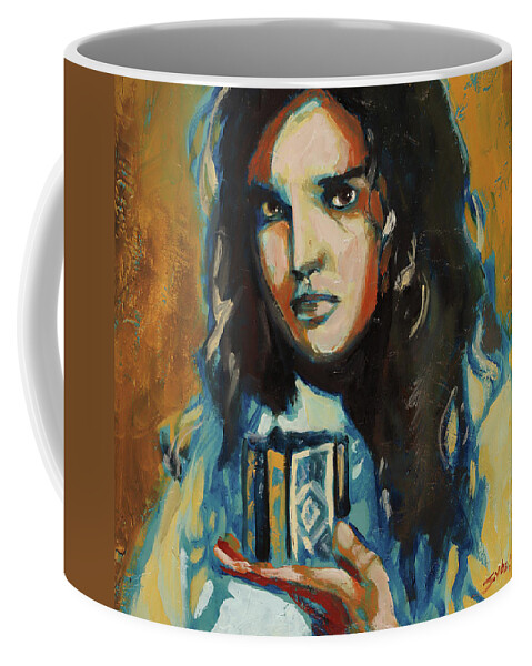 Hellraiser Coffee Mug featuring the painting Ashley Laurence by Sv Bell