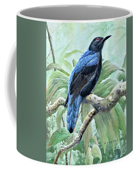 Asian Fairy Bluebird Coffee Mug featuring the painting Asian Fairy Bluebird by Barry Kent MacKay
