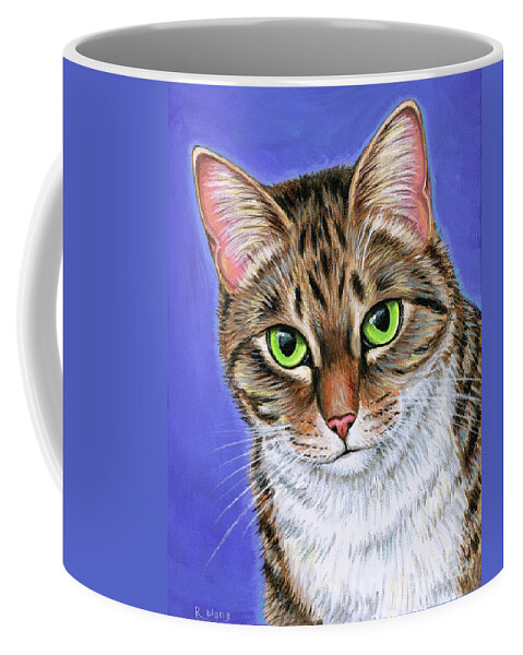 Cat Coffee Mug featuring the painting Aspen the Brown Tabby Cat by Rebecca Wang