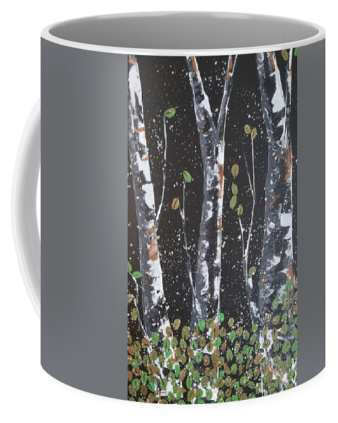 Birch Coffee Mug featuring the painting Aspens by Elise Boam