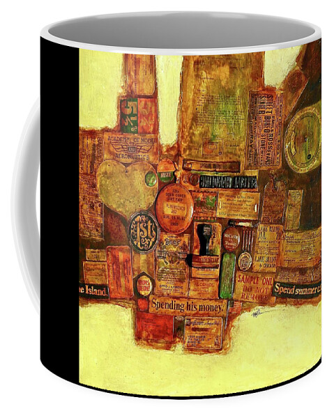 Assemblage Painting #6 - Mixed Media Assemblage Coffee Mug featuring the painting Assemblage Painting 6 by Robert Birkenes