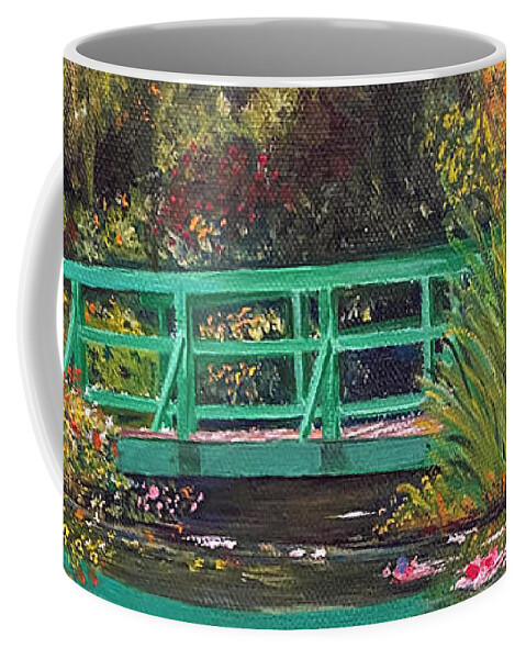 Oil Coffee Mug featuring the painting At Giverny - France - Oil on Canvas by Jean-Pierre Ducondi