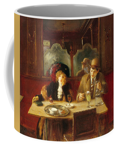 19th Century Painters Coffee Mug featuring the painting At the Cafe, Says Absinthe by Jean Beraud