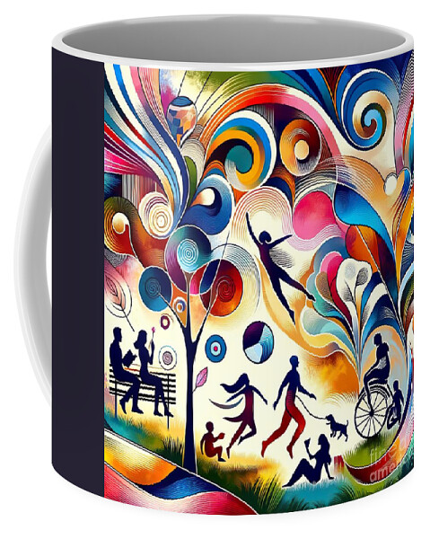 Abstract Collage Coffee Mug featuring the digital art At the park -4 by Movie World Posters