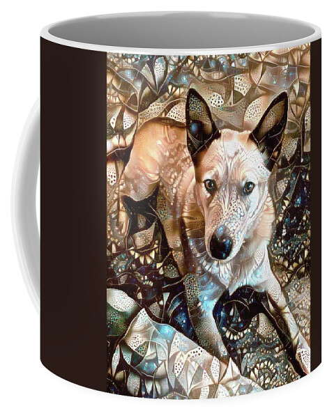 Red Heeler Dog Coffee Mug featuring the mixed media Atlas the Red Heeler Dog by Peggy Collins
