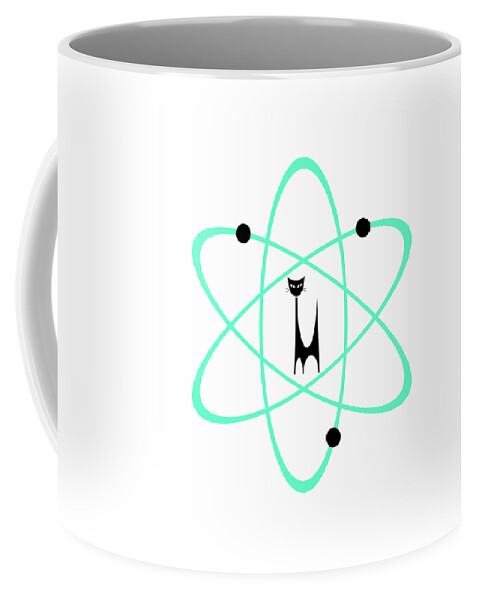 Atomic Cat Coffee Mug featuring the digital art Atom Cat in Green Transparent Background by Donna Mibus