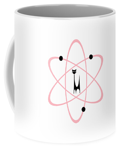 Atomic Cat Coffee Mug featuring the digital art Atom Cat in Pink Transparent Background by Donna Mibus