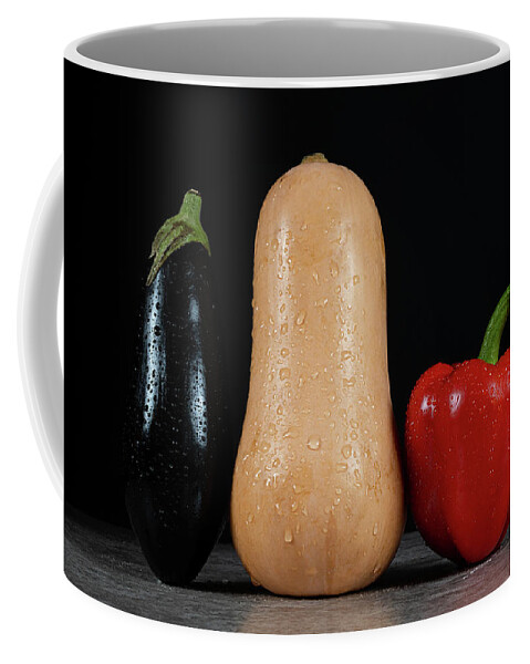 Bell Pepper Coffee Mug featuring the photograph Aubergine, Pumpkin and Bell Pepper by Bernhard Schaffer