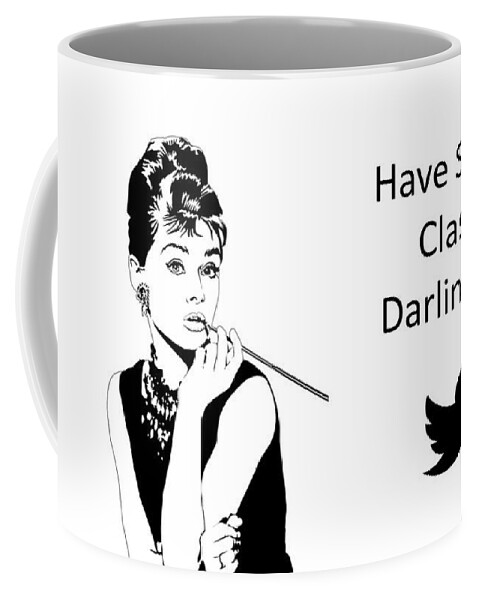 Social Media Coffee Mug featuring the drawing Audrey Hepburn Says... by Nancy Ayanna Wyatt