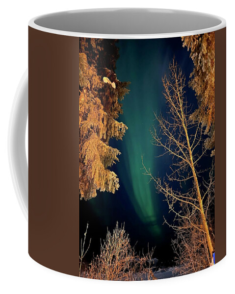 Aurora Coffee Mug featuring the photograph Aurora Trees by Barbara Von Pagel