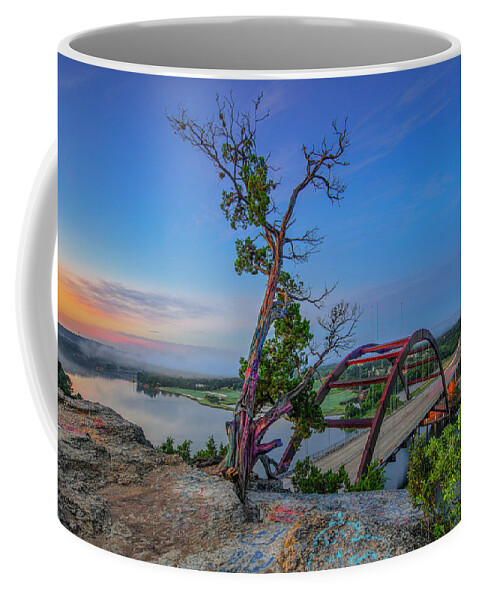 360 Bridge Coffee Mug featuring the photograph Austin 360 Bridge Before Sunrise 5281 by Rob Greebon