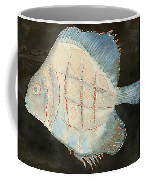 Exotic Fish Coffee Mug featuring the digital art Australian Exotic Fish in Vintage Earth Tones by Andreea Dumez
