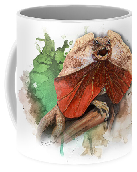 Art Coffee Mug featuring the painting Australian Frilled Necked Lizard by Simon Read