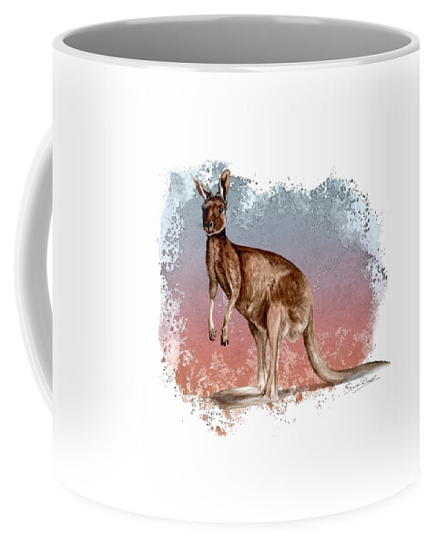 Art Coffee Mug featuring the painting Australian Red Kangaroo by Simon Read