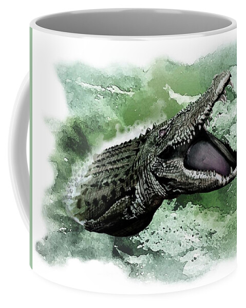 Art Coffee Mug featuring the painting Australian Saltwater Crocodile by Simon Read