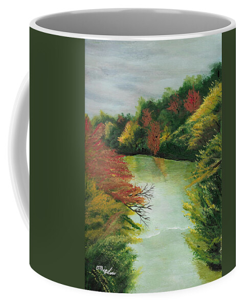 River Coffee Mug featuring the painting Autum River by David Bigelow