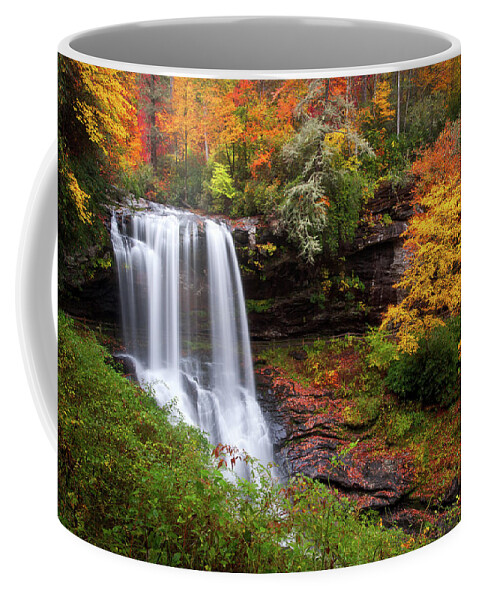 Waterfalls Coffee Mug featuring the photograph Autumn at Dry Falls - Highlands NC Waterfalls by Dave Allen