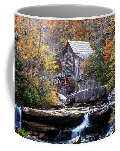 Glade Creek Grist Mill Coffee Mug featuring the photograph Autumn at Glade Creek Grist Mill - Babcock State Park by Susan Rissi Tregoning