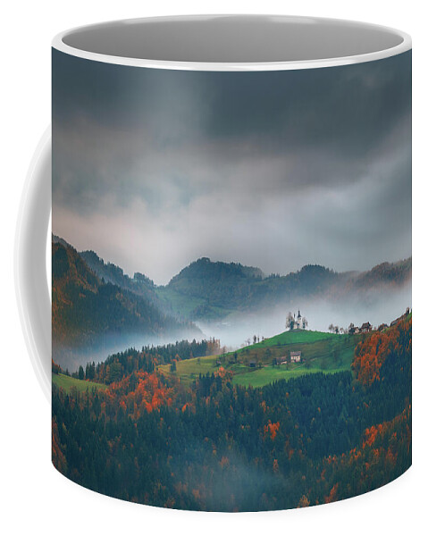 Church Coffee Mug featuring the photograph Autumn at Slovenia by Henry w Liu