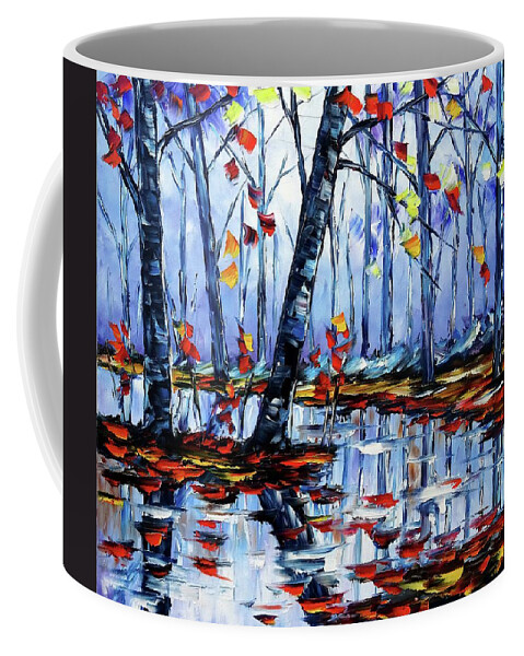 Golden Autumn Coffee Mug featuring the painting Autumn By The River by Mirek Kuzniar